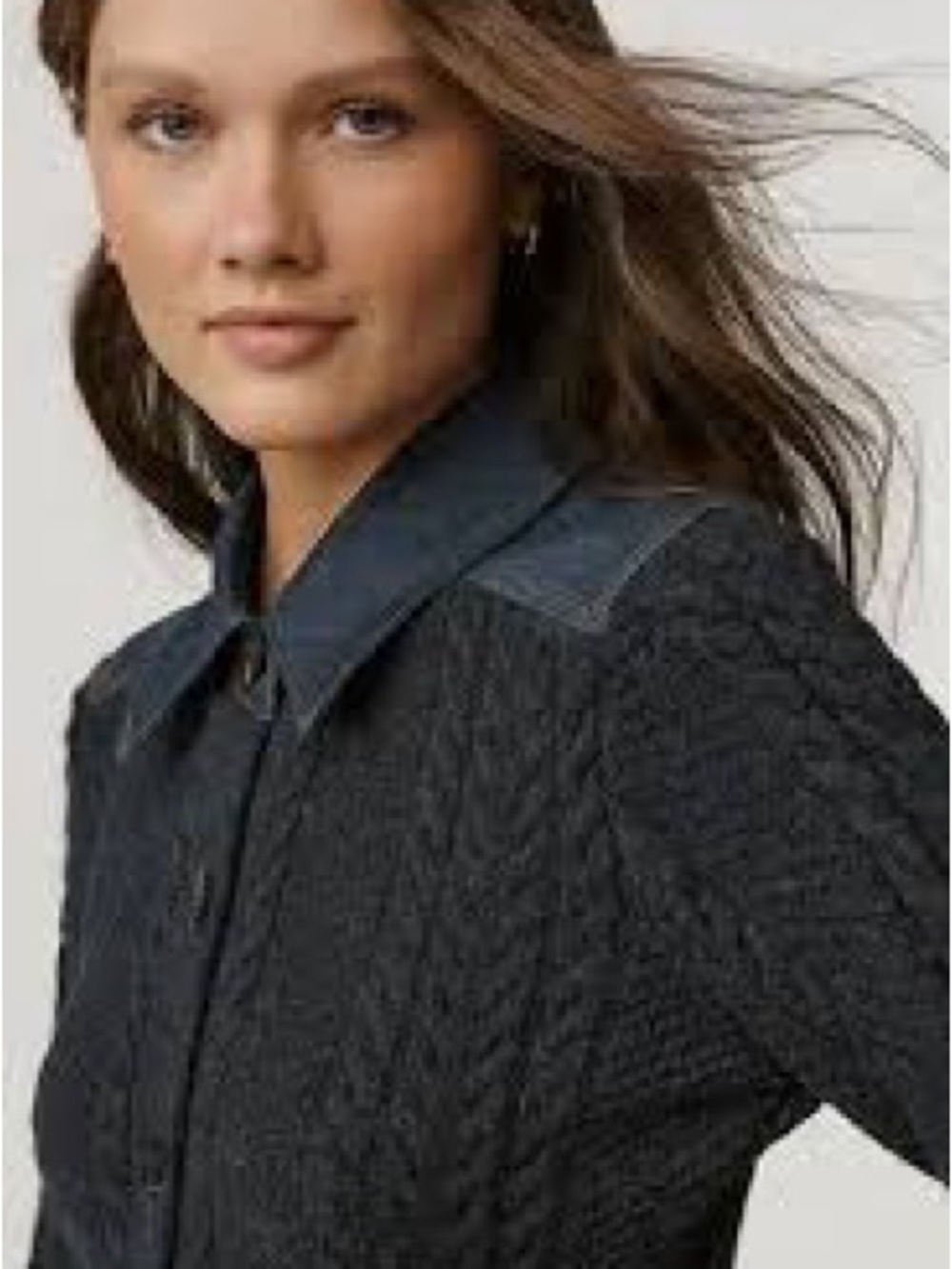 Pilcro NWOT Knit Cardigan with Denim Blue Collar - Picture 7 of 8